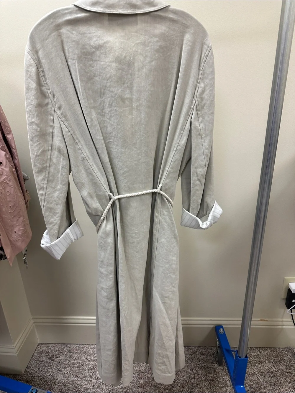Lafayette 148 New York Stone-Light Taupe Longline Trench Coat